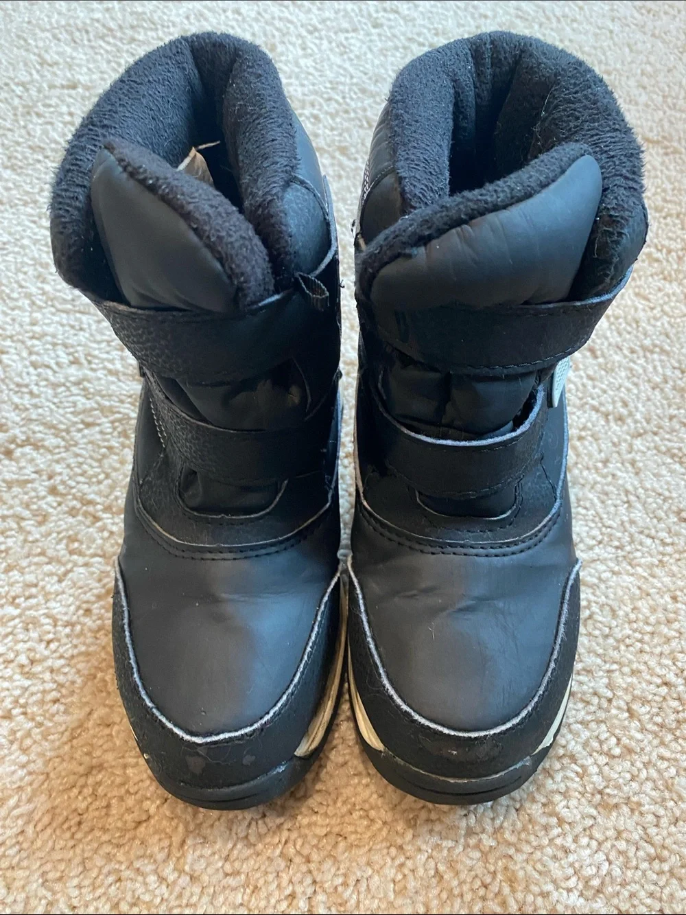 wonder nation Black Kids Winter Snow Boots with Velcro Straps